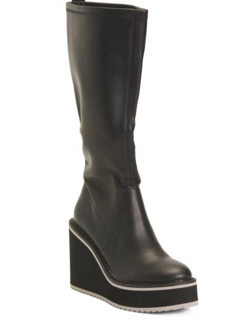 Naked Feet Black Platform Wedge Knee-High Boot